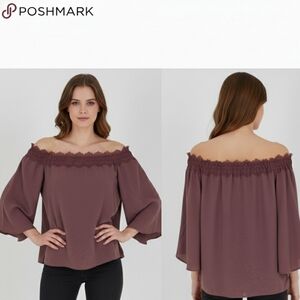 ANTONIO MELANI Mauve Off-Shoulder Blouse‎